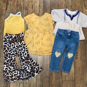 2t outfit lot. Jeans dress pants leopard body suit top boho fashion cute heart